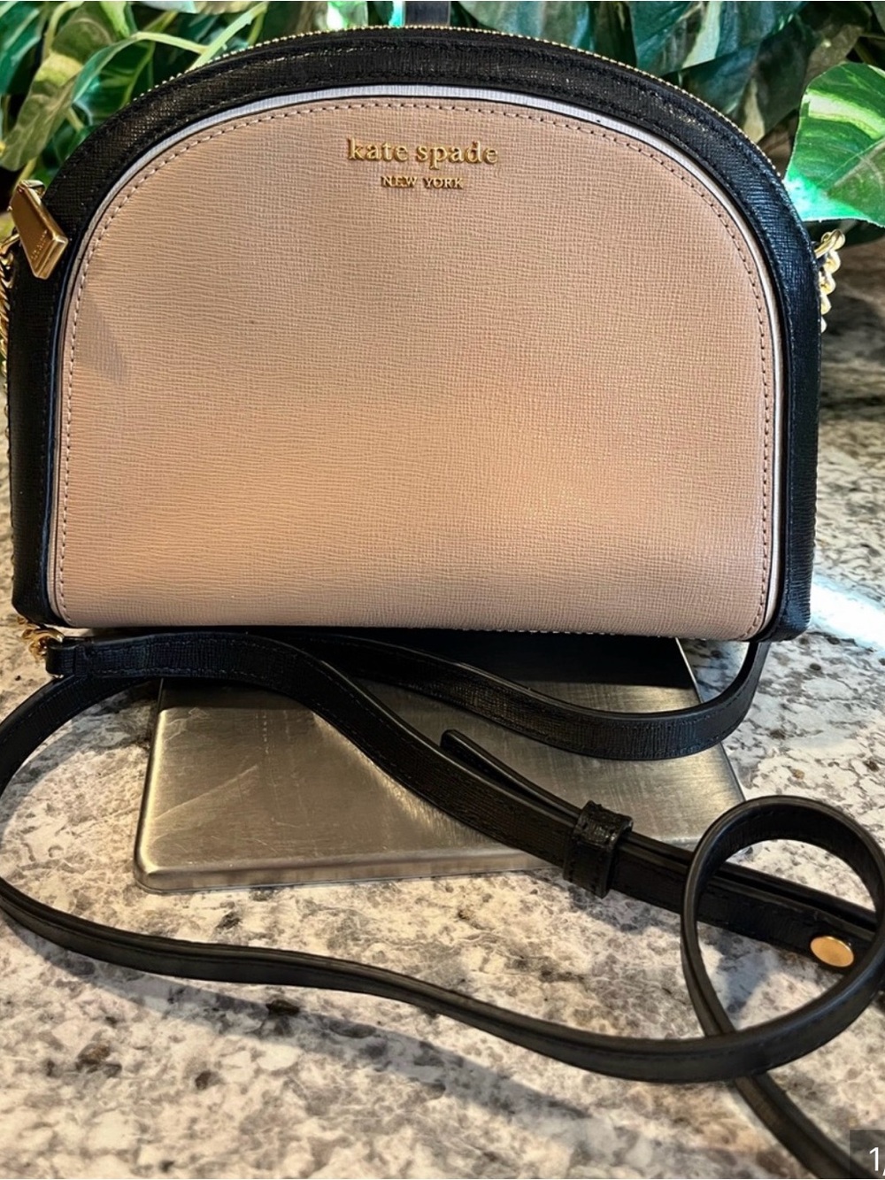 kate spade Black & Beige Dome Crossbody Bag